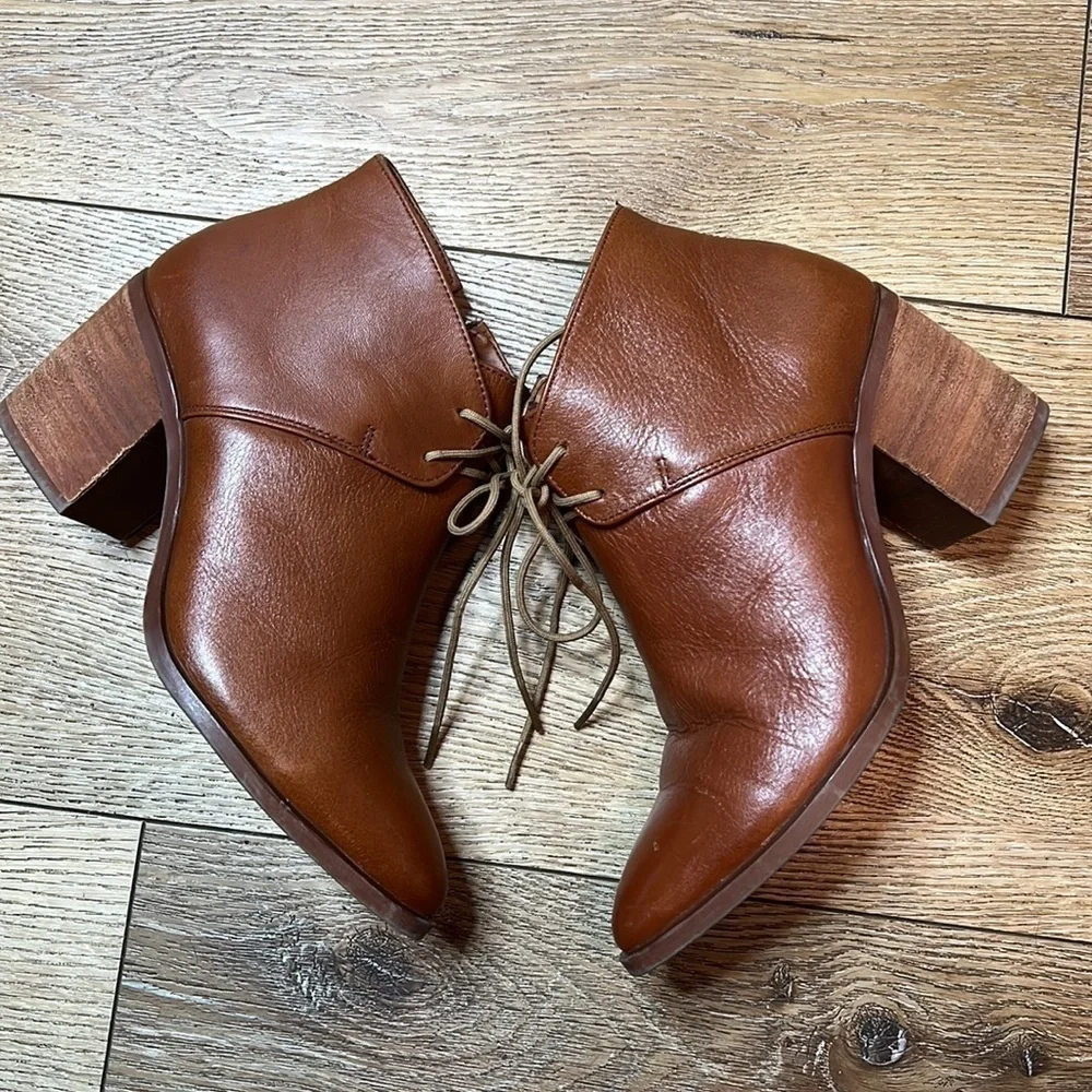 Michel Domit Brown Leather Ankle Boots Size 24/7